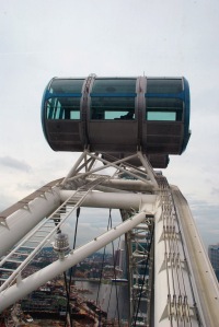 This is at the top of the arch - you see the pods are actually rotating on the outside of the wheel.  Don't worry - it is actually quite safe and you don't even feel it moving.